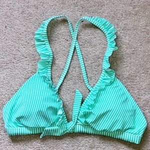 Xhilaration Ruffled Striped Cross Back Bikini Top